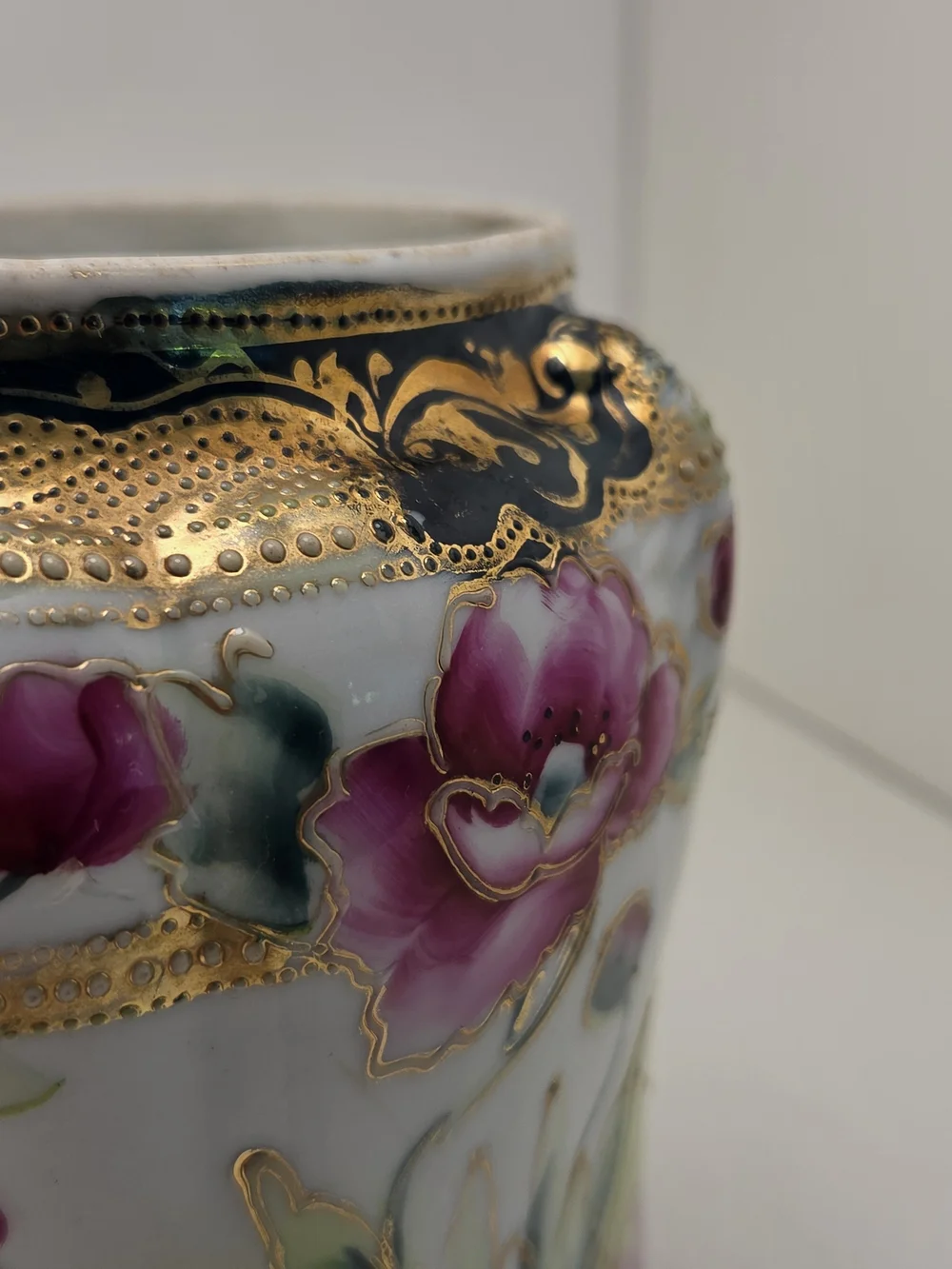 Antique 1891 Morimura Nippon Footed Planter Vase Pre-Nippon Maple Leaf